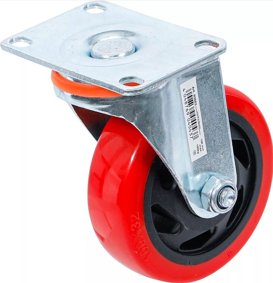 SWIVEL CASTOR | RED/BLACK | Ø 100 MM (80663)