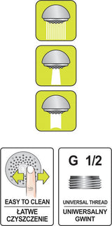 Dušo galvutė 3-jų funkcijų, chromuota, "Tugela" (75629)