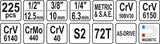 Įrankių rinkinys | 6.3 mm (1/4") / 10 mm (3/8") / 12,5 mm (1/2") | 225 vnt. (YT-38941)