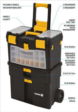 Dėžė įrankiams su ratukais | su išimamomis dėžutėmis (78734)