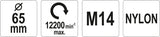 Šepetys puodo tipo | Nailonas | M14 | 65 mm (YT-47785)