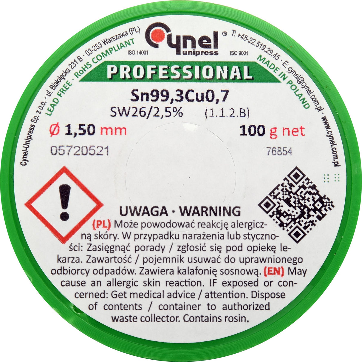 Lydmetalis be švino | Ø 1.5 mm | 100g (76854)