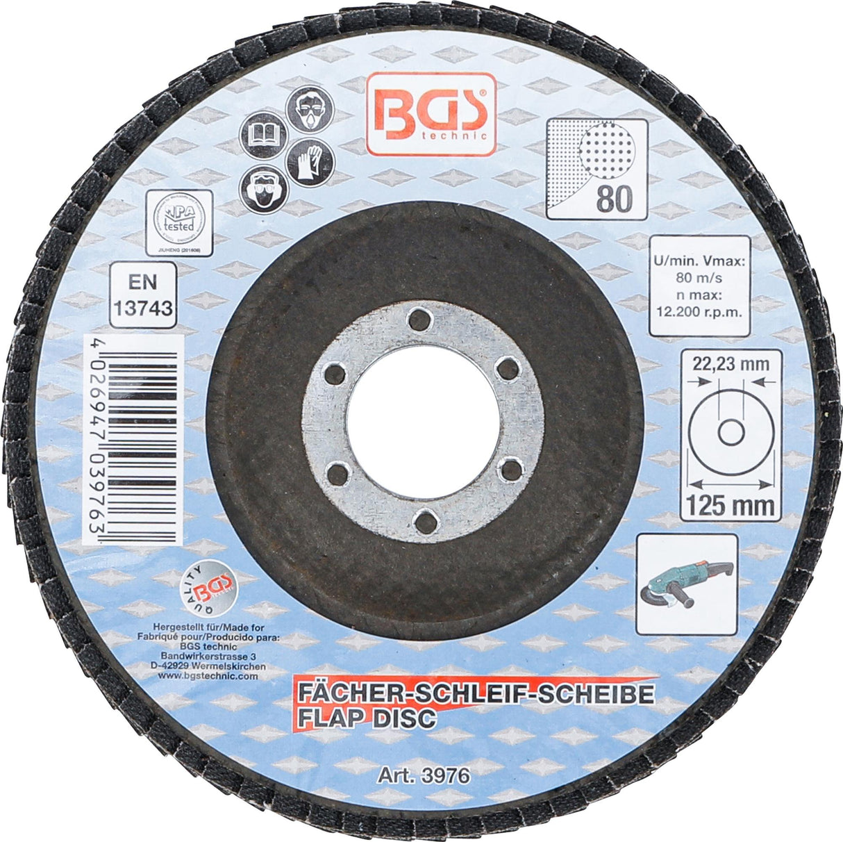 Šlifavimo diskas lapelinis | Ø 125 mm | K 80 (3976)