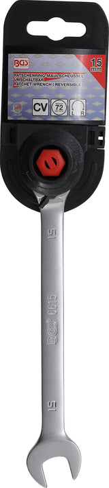 Kombinuotas raktas su terkšle | su reversu | 15 mm (6615)