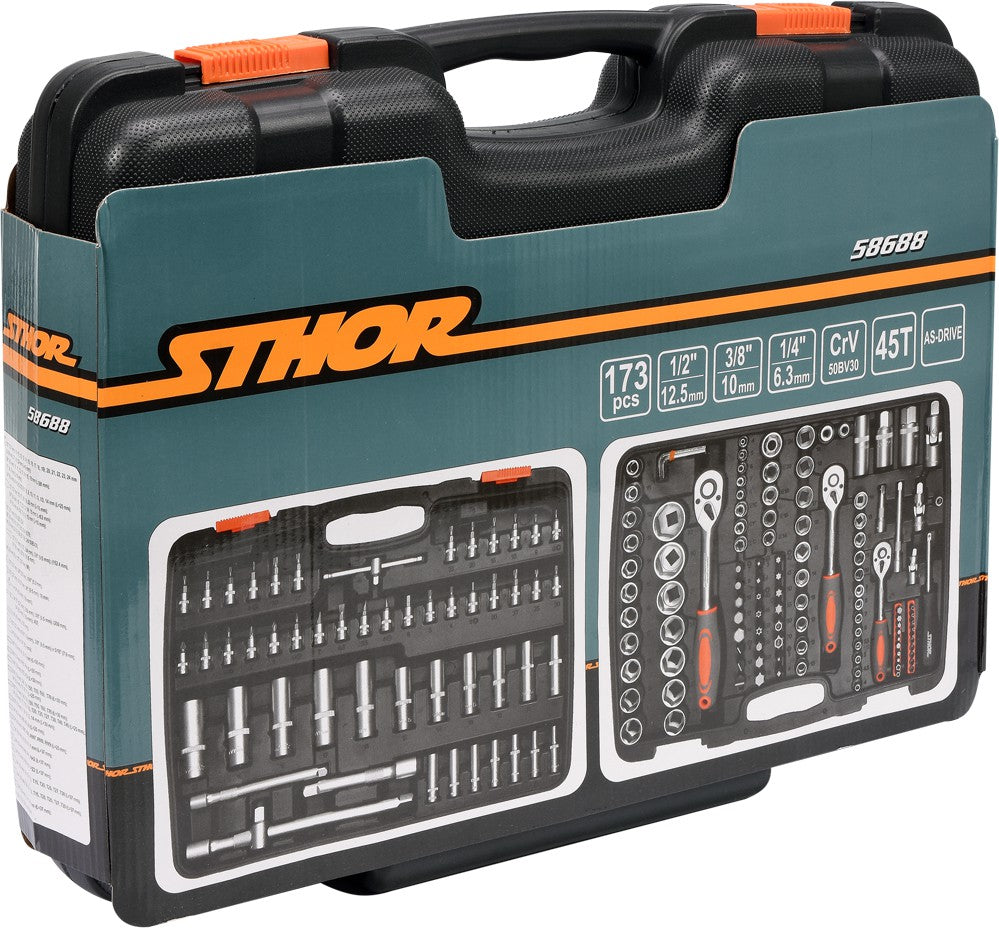 Įrankių rinkinys | 6.3 mm (1/4") / 10 mm (3/8") / 12,5 mm (1/2") | 173 vnt. (58688)