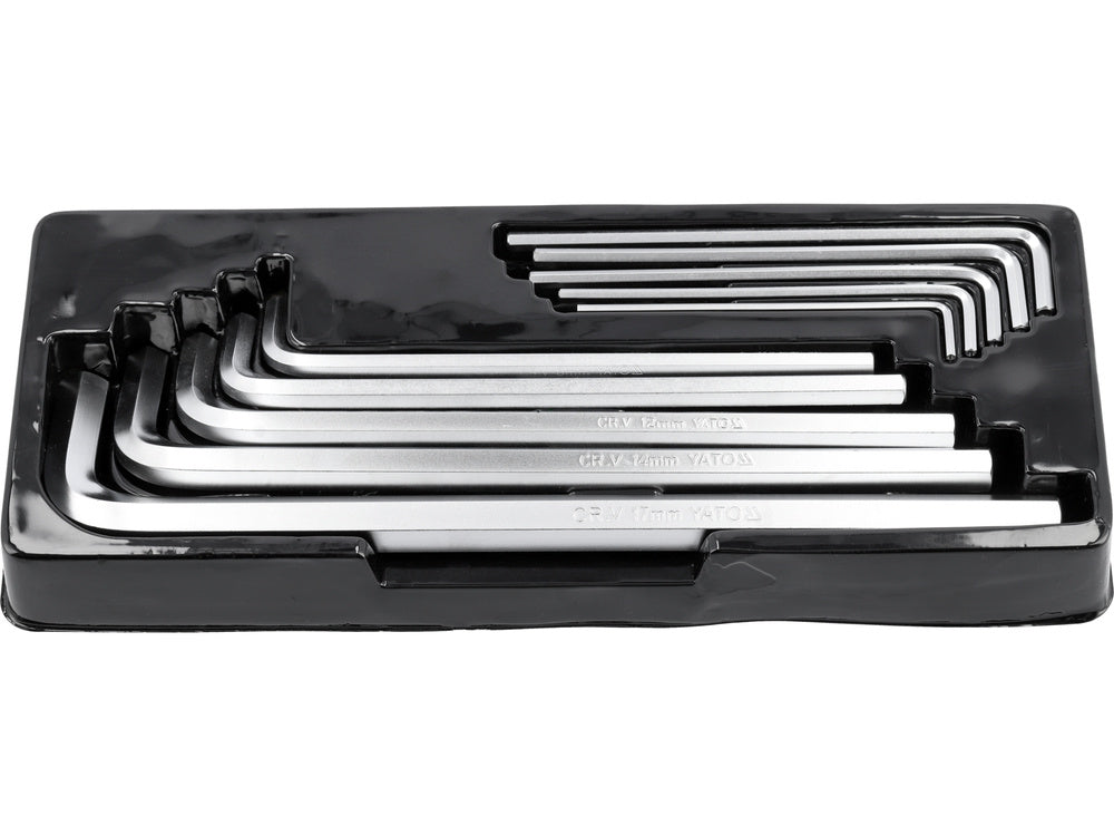 L tipo raktų rinkinys | Metalinė dėžutė | šešiakampis Hex 3 - 17 mm | 10 vnt. (YT-0519)