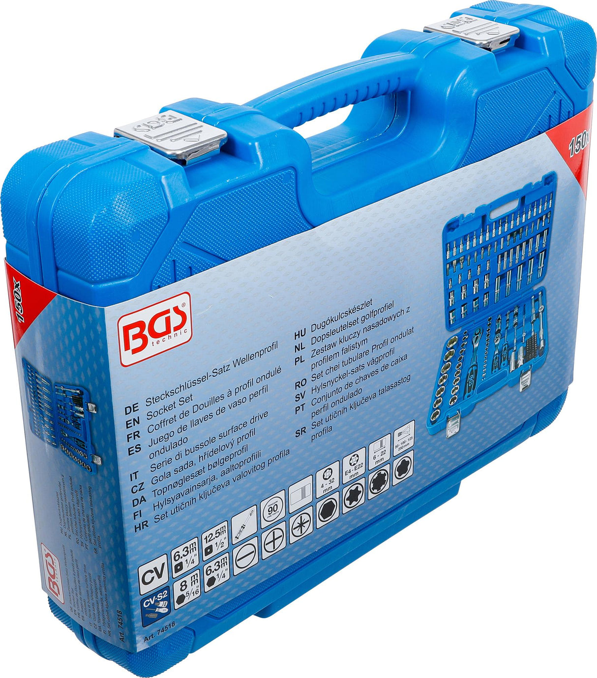 SOCKET SET | 6.3 MM (1/4") / 12.5 MM (1/2") DRIVE | 150 PCS. (74518)