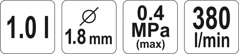 Dažymo pistoletas su apatiniu bakeliu | 1000 ml / Ø1.8 mm (YT-2346)
