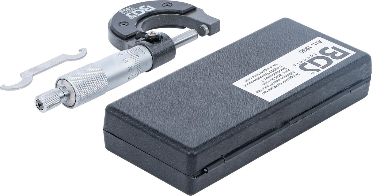 Mikrometras medinėje dėžutėje | gradavimas 0,01 mm | 0 - 25 mm (1935)