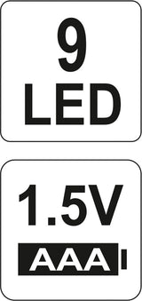 Светодиодный фонарь 9 LED, чёрный