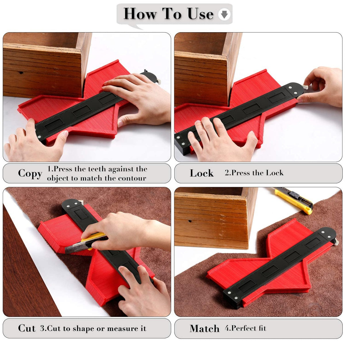 Kontūrų matuoklis/ šablonas/ trafaretas profiliams | su fiksacija | 250 mm (CG10P)