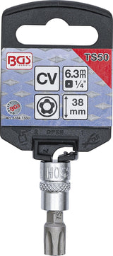 Antgalis įpresuotas į galvutę 5 kampų | 6.3 mm (1/4") | T-Star su skyle (Torx) TS50 (5184-TS50)