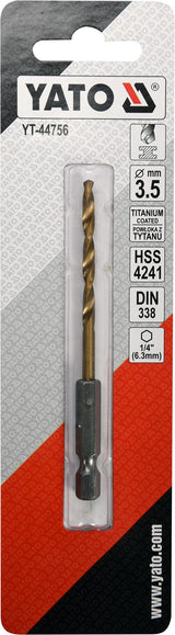 Сверло по металлу с хвостовиком Hex 6.3 mm (1/4") HSS-TiN | 3.5 mm