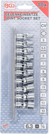 Šarnyrinių galvučių rinkinys | 6.3 mm (1/4") | 5 - 13 mm | 10 vnt. (220)