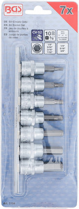 Набор бит | 10 mm (3/8") | шестигранник 1/8" - 3/8" | дюймовые размеры | 7 шт.