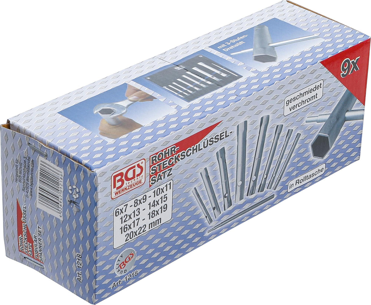 Vamzdinių raktų rinkinys | 6x7 - 20x22 mm | 8 vnt. (1218)