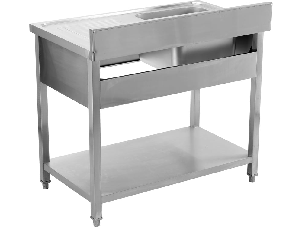 Nerūdijančio plieno stalas su praustuve | 100 x 60 cm (YG-30900)