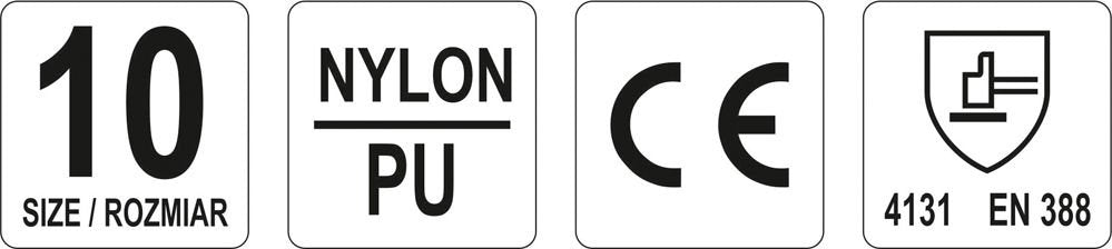 Darbo pirštinės pilkos | nailonas / poliuretanas | 10 dydis (YT-7472)