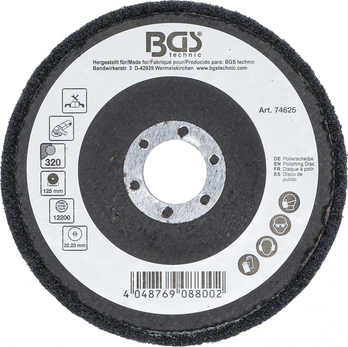 Poliravimo diskas | Silikono karbidas | Ø 125 mm | Grūdelių dydis 320 (74625)