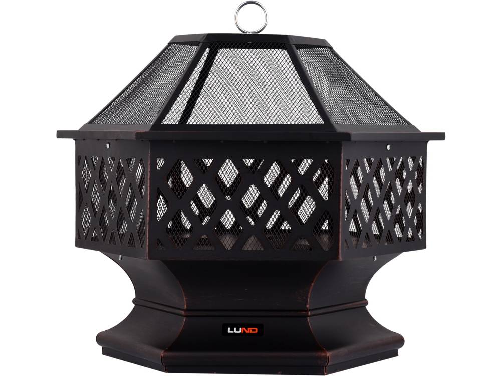 Dekoratyvinis židinys su grotelėmis / grilis | juodas plienas | 70X60X63 cm (99913)