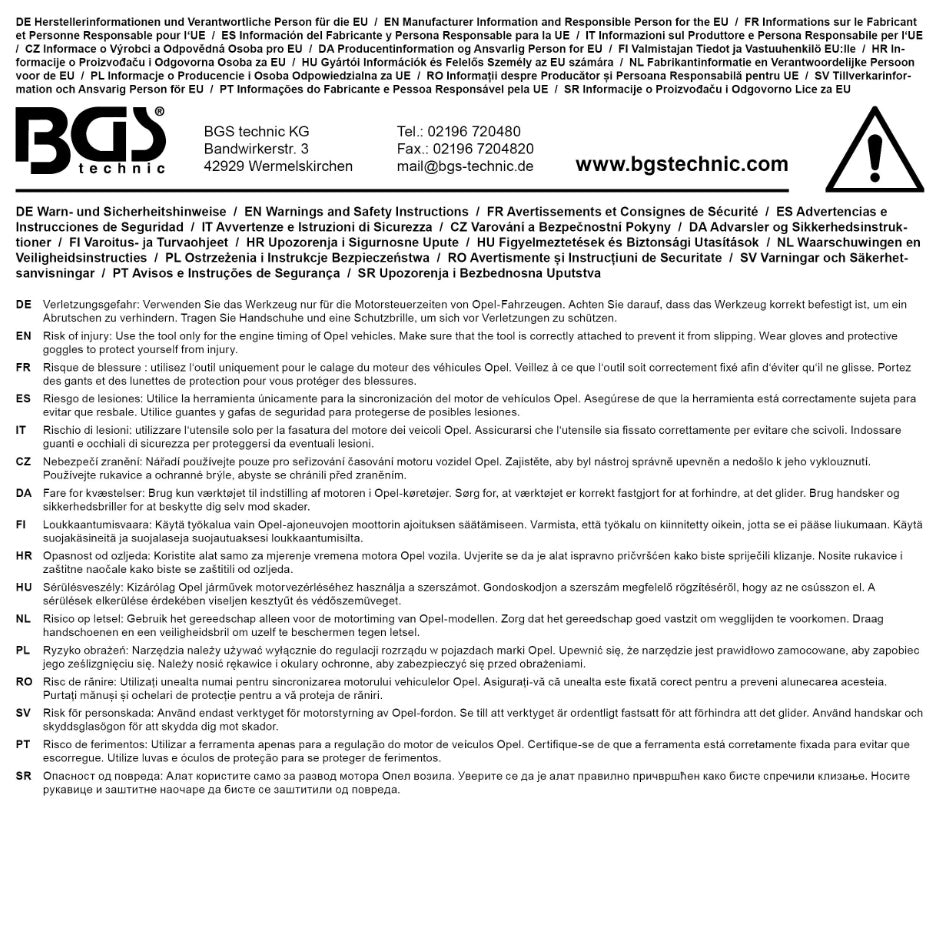 Alkūninių velenų rakinimo įrankio papildymas | Opel | iš BGS 8151 (8151-19)
