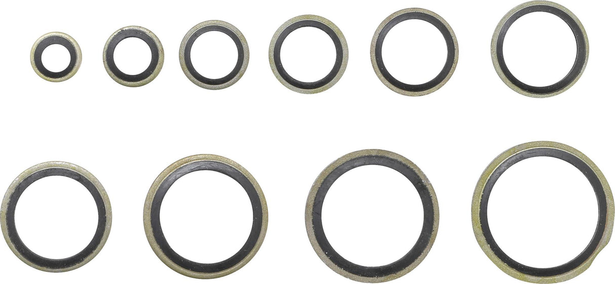 Sandarinimo žiedų asortimentas | metalas | su guminiu sandarikliu | 150 vnt. (9306)