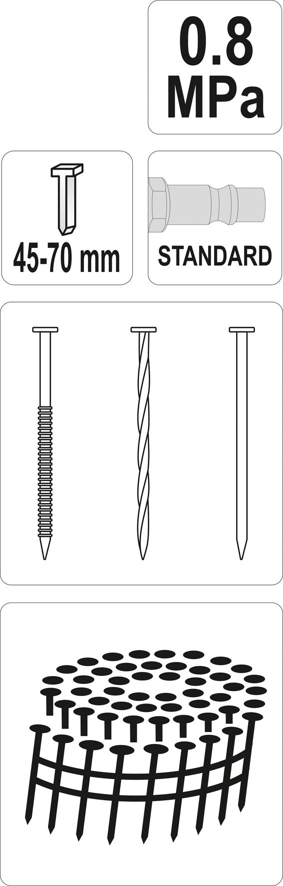 Pneumatinis viniamūšis būgninis | 45-70 mm (YT-09213)
