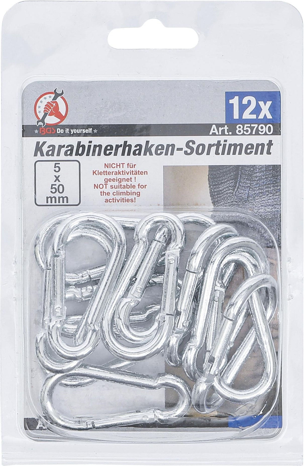 Karabinų rinkinys su varžtu | 50 x 5 mm | 12 vnt. (85790)