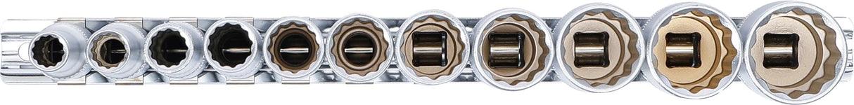 Galvučių rinkinys, 12-kampų, ilgos | 10 mm (3/8") | Coliniai dydžiai | 11 vnt. (6859)