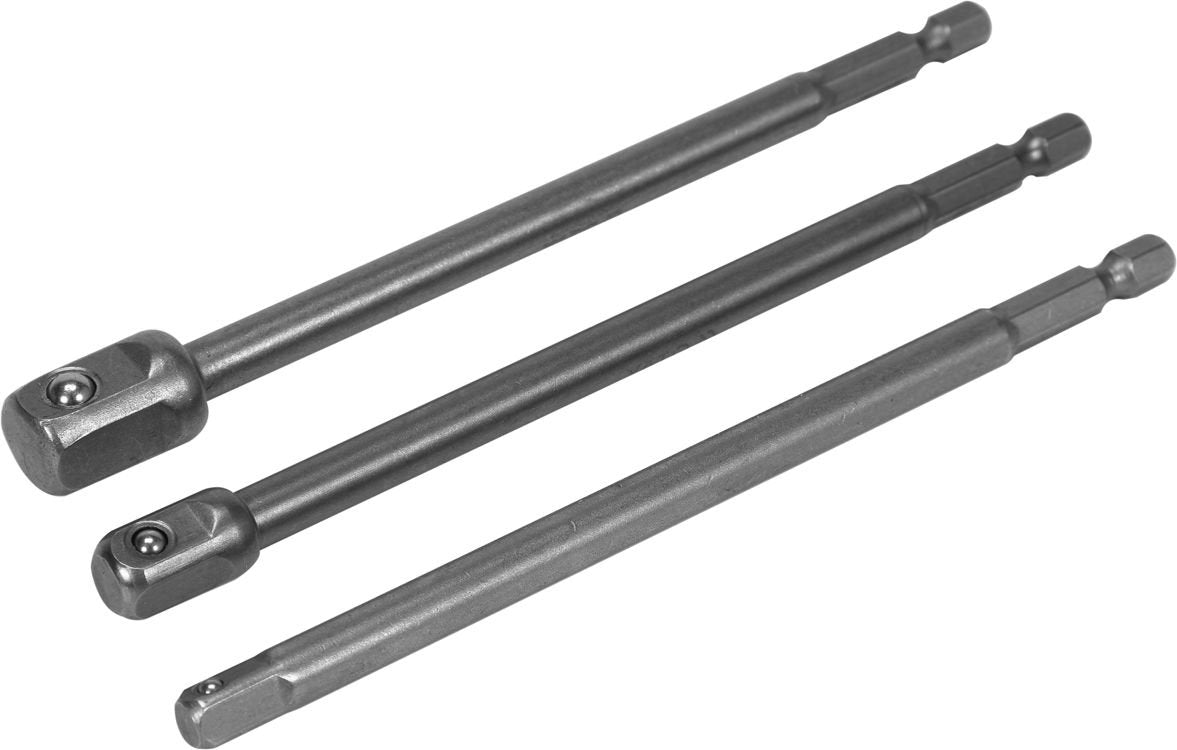 Набор адаптеров | длинные | с 1/4"(6,3 mm) на головки 1/4" - 3/8" - 1/2" | 150 mm