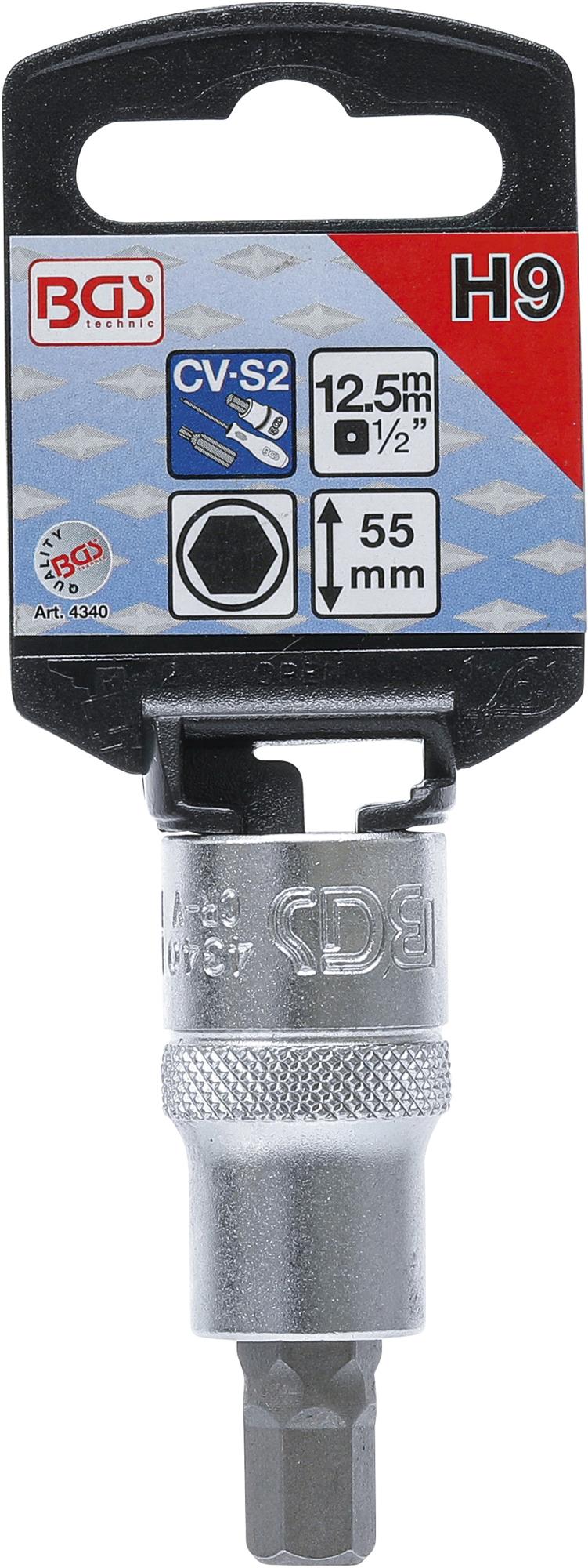 Antgalis įpresuotas į galvutę | 12,5 mm (1/2") | hex šešiakampis 9 mm (4340)