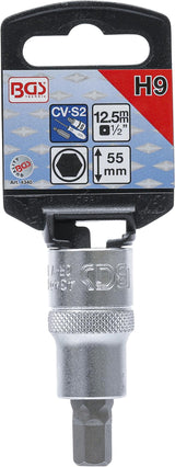 Antgalis įpresuotas į galvutę | 12,5 mm (1/2") | hex šešiakampis 9 mm (4340)