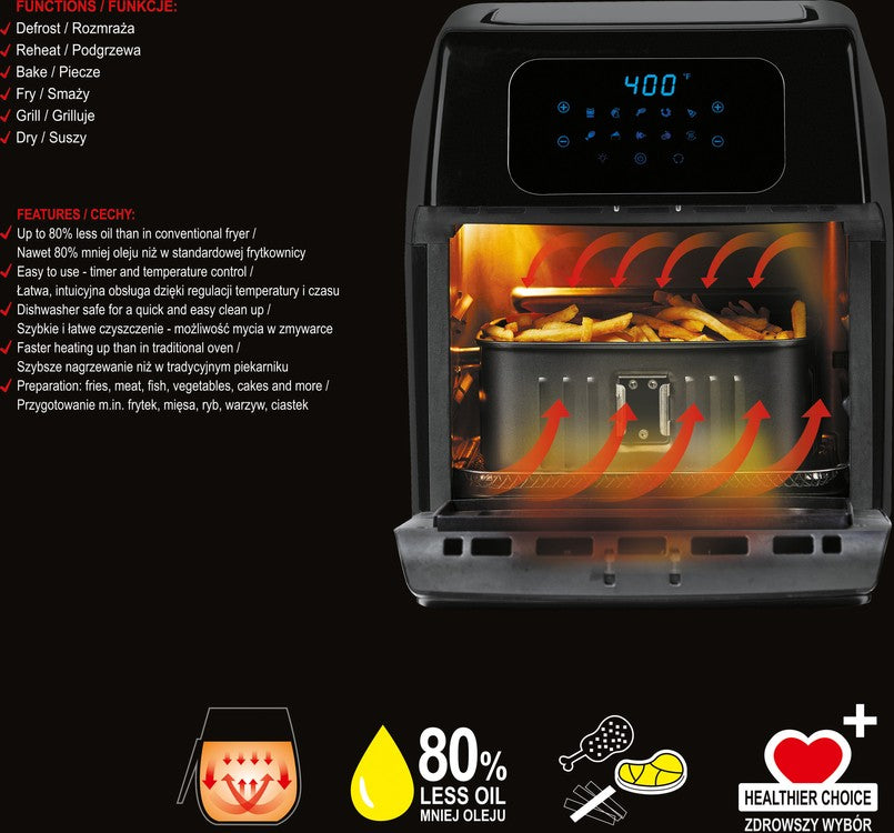 Daugiafunkcinė orkaitė / gruzdintuvė / fritiūrinė | 12 litrų | 1800W (67590)