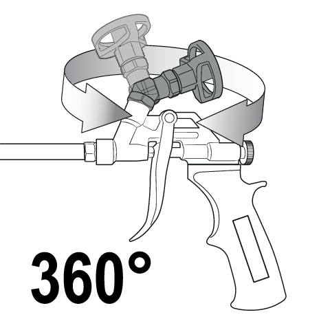 Pistoletas montažinėms putoms | su 360° reguliuojamu lizdu (YT-67424)