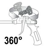Pistoletas montažinėms putoms | su 360° reguliuojamu lizdu (YT-67424)