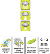 Dušo galvutė 3-jų funkcijų, violetinė spalva, "Salto violet" (75623)