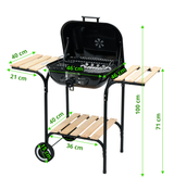 Lauko kepsninė / grilis | su dangčiu ir grotelėmis | medinės lentynos (99581)