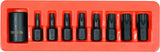 Smūginiai antgaliai | 12,5 mm (1/2") | T-Star (Torx) T30 - T70 | 9 vnt (YT-10664)