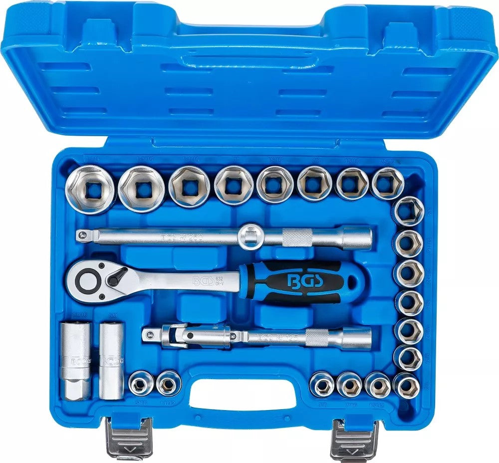 Galvučių rinkinys | 12,5 mm (1/2") | Coliniai dydižiai | 27 vnt. (2216)