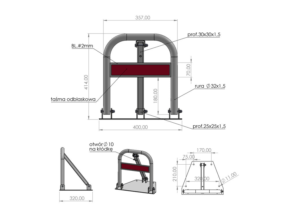 Sulankstomas parkavimo užraktas | pasagos formos (YT-55749)