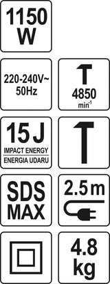 Griovimo plaktukas | SDS-MAX | 15 J (YT-82133)