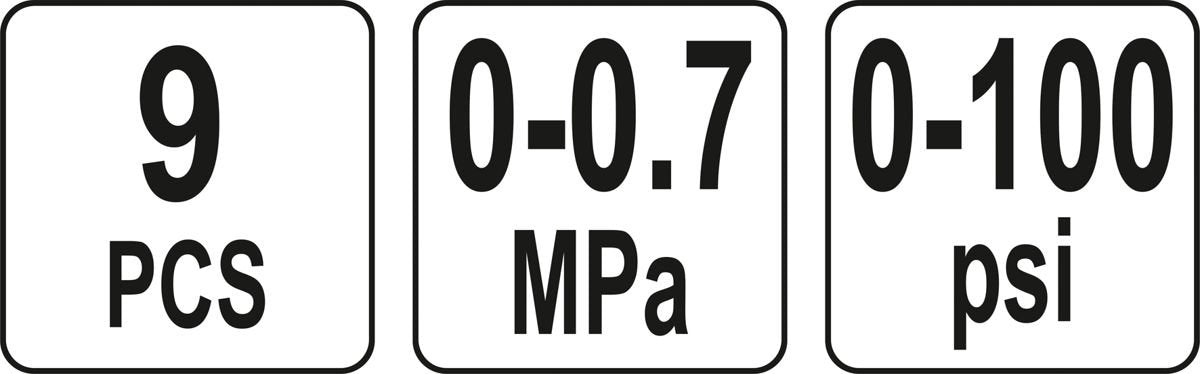 Kuro slėgio / spaudimo matuoklis | su adapteriais | variklio įpurškimo sistemoms (YT-73024)