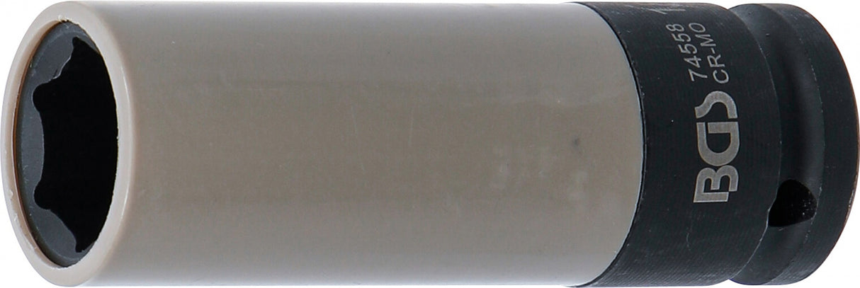Galvutė smūginė ilga plonasienė | su plastikine apsauga | 12,5 mm (1/2") | 18.5 mm (74558)