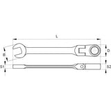FLEX. RATCHET COMBINATION WRENCH 9MM (YT-1675)