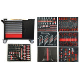 Įrankių spintelė ant ratukų XXL MAX | su įrankiais | 7 stalčiai / 1 durelės | 298 įrankiai (H70078)