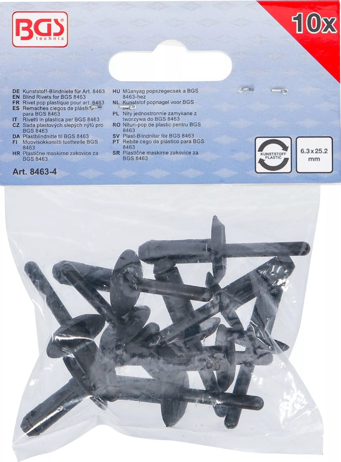 Plastikinės kniedės | 6,3 x 25,2 mm | 10 vnt. (8463-4)
