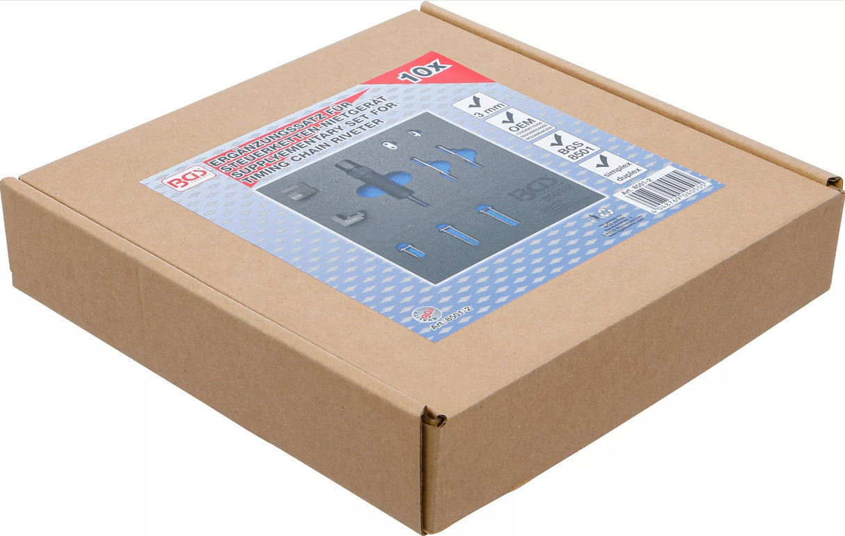 Grandinės kniedijimo rinkinio papildomas rinkinys (BGS 8501) | tinka 3 mm grandinės kaiščiams (8501-2)