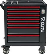 Įrankių spintelė ant ratukų | 7 stalčiai | 1 šoninės durys | kodinis užraktas | Led apšvietimas (YT-09004)