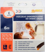 Lipni sandarinimo juosta langams, durims 6m, E-profilis, ruda (76760)