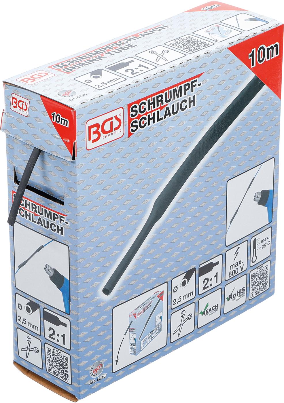 Termoizoliacinė žarnelė (kembrikas) juoda | dėžutė | Ø 2.5 mm | 10 m (6846)